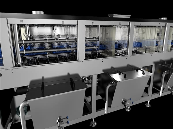 熱水消毒洗筐機，食品筐清洗機，金屬配件筐清洗機